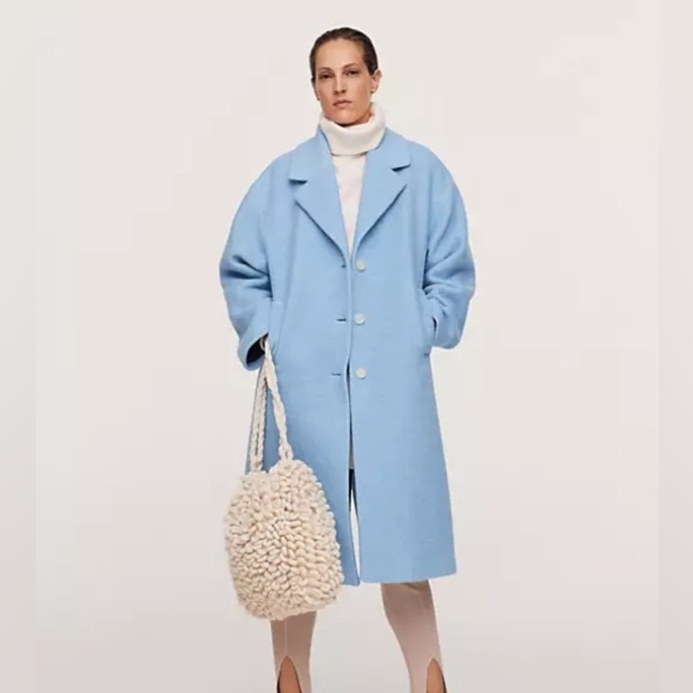 Mango tailored pea coat in light blue